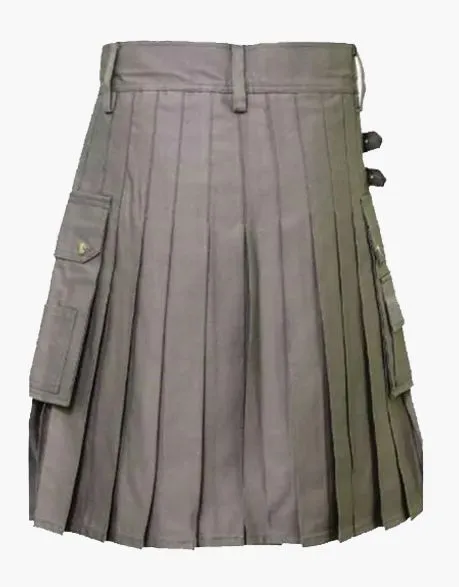 Grey Utility Kilt - Gothic Style - Grey Belted Kilt