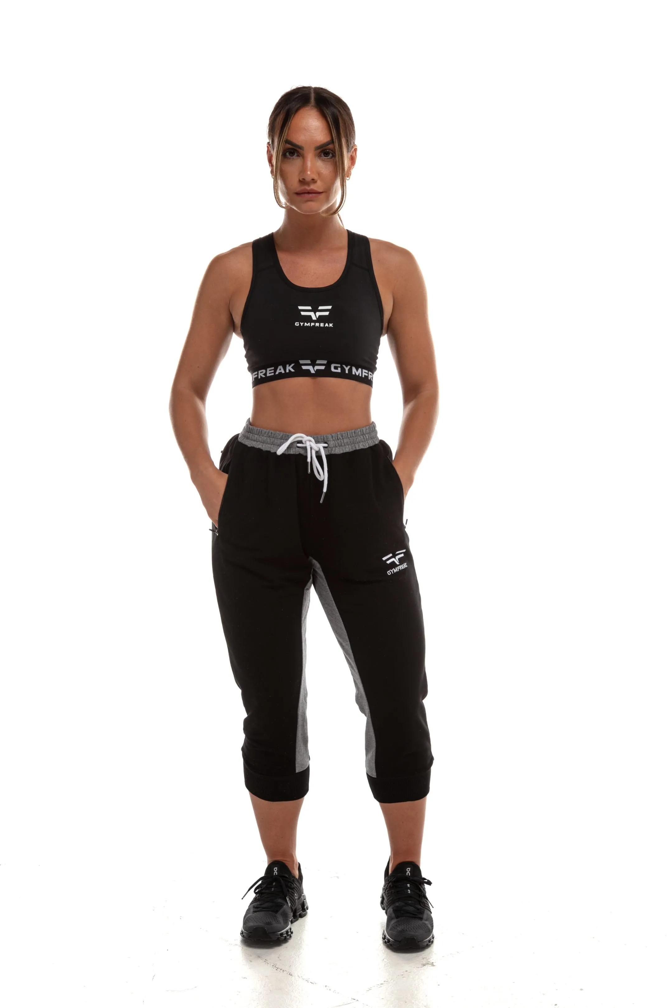 GymFreak Womens Cropped Joggers - Black