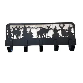 Handmade Black Metal Deer Scene Welded Coat Rack