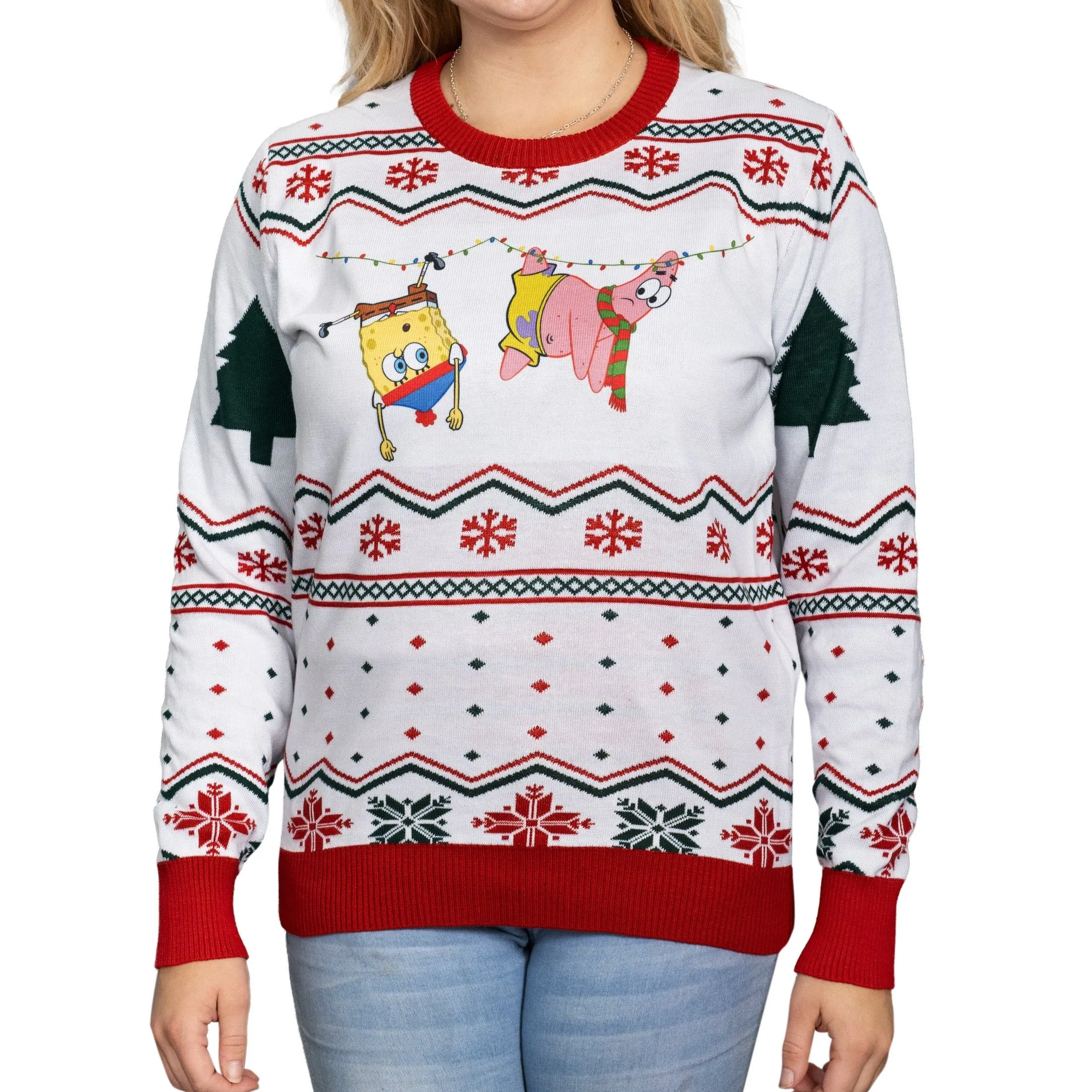 Hanging Lights SpongeBob and Patrick Christmas Sweater