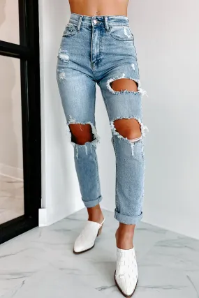 Hayes High Rise Distressed Boyfriend Jeans (Light)