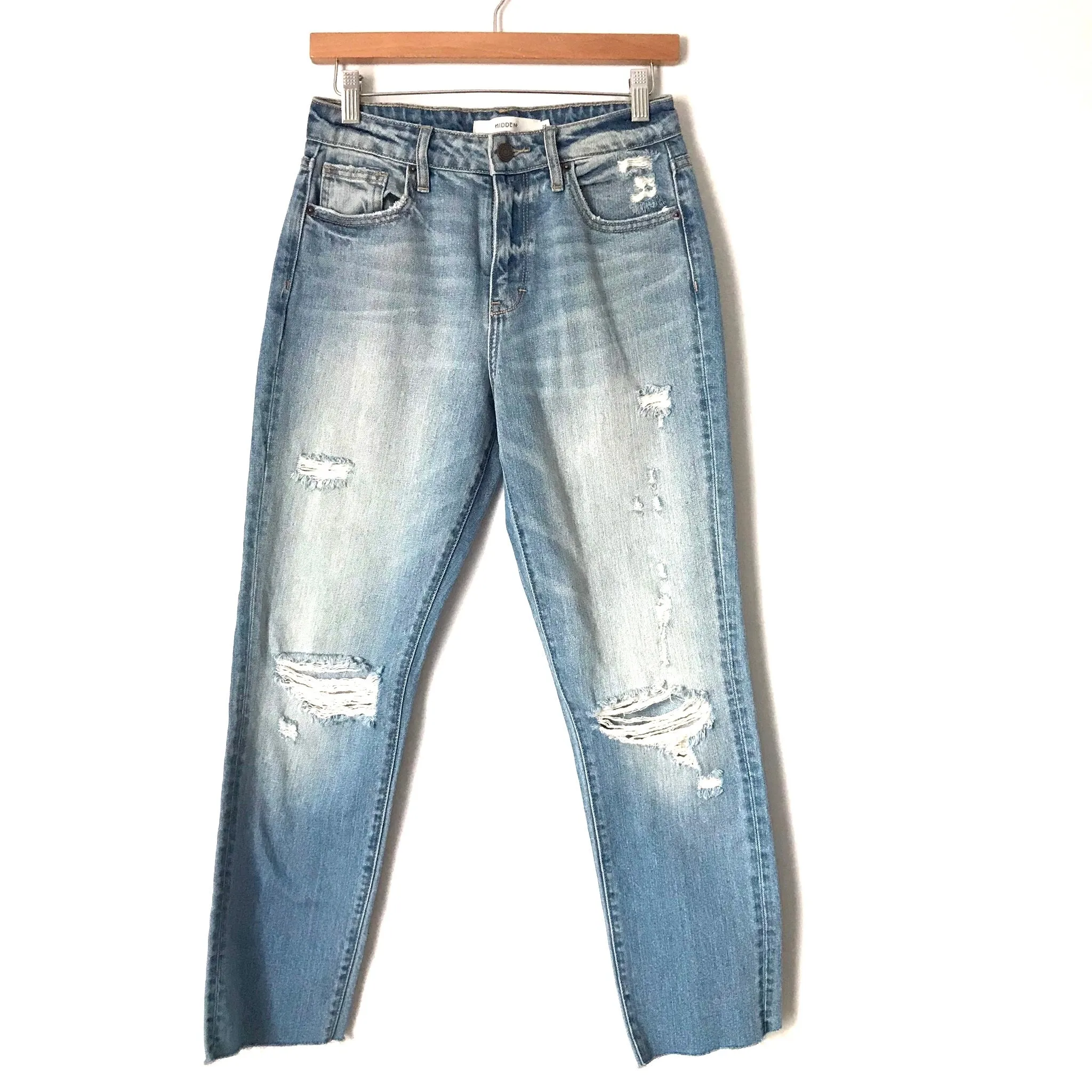 Hidden Light Wash Distressed Jeans- Size 26 (Inseam 26.5”)