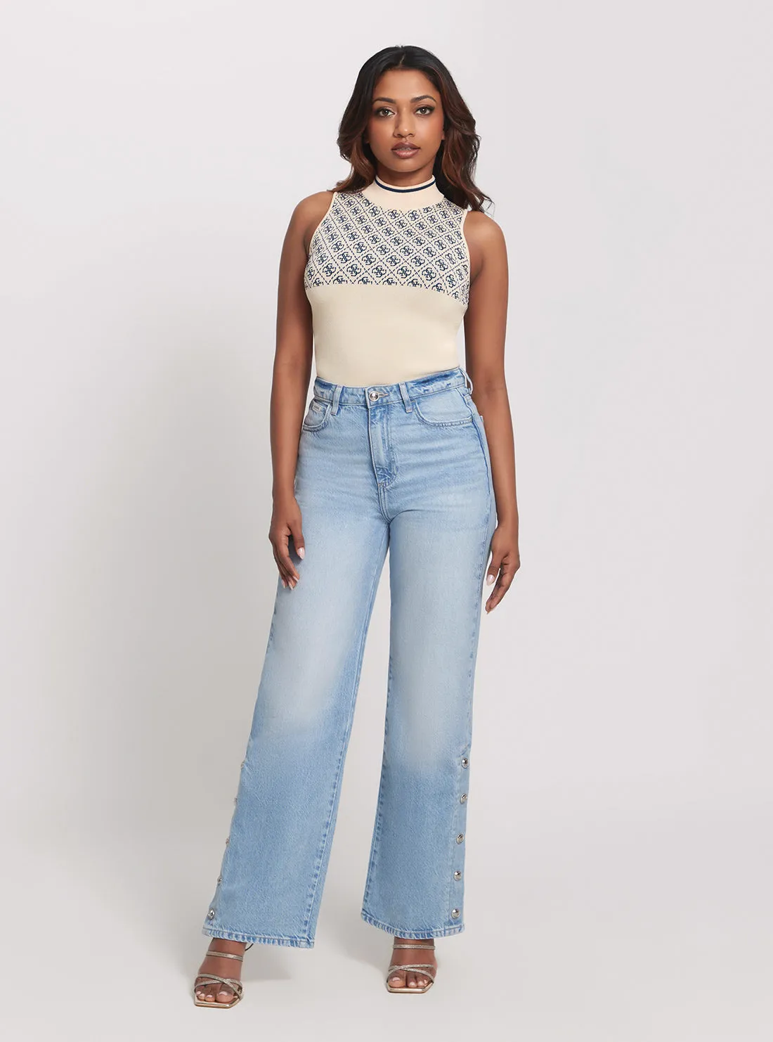 High-Rise Paz Wide Leg Denim Jeans in Light Wash