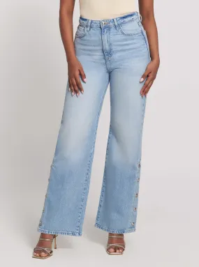 High-Rise Paz Wide Leg Denim Jeans in Light Wash