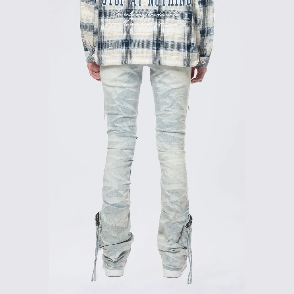 High Rise Stacked Cargo Jeans - Marshfield Blue