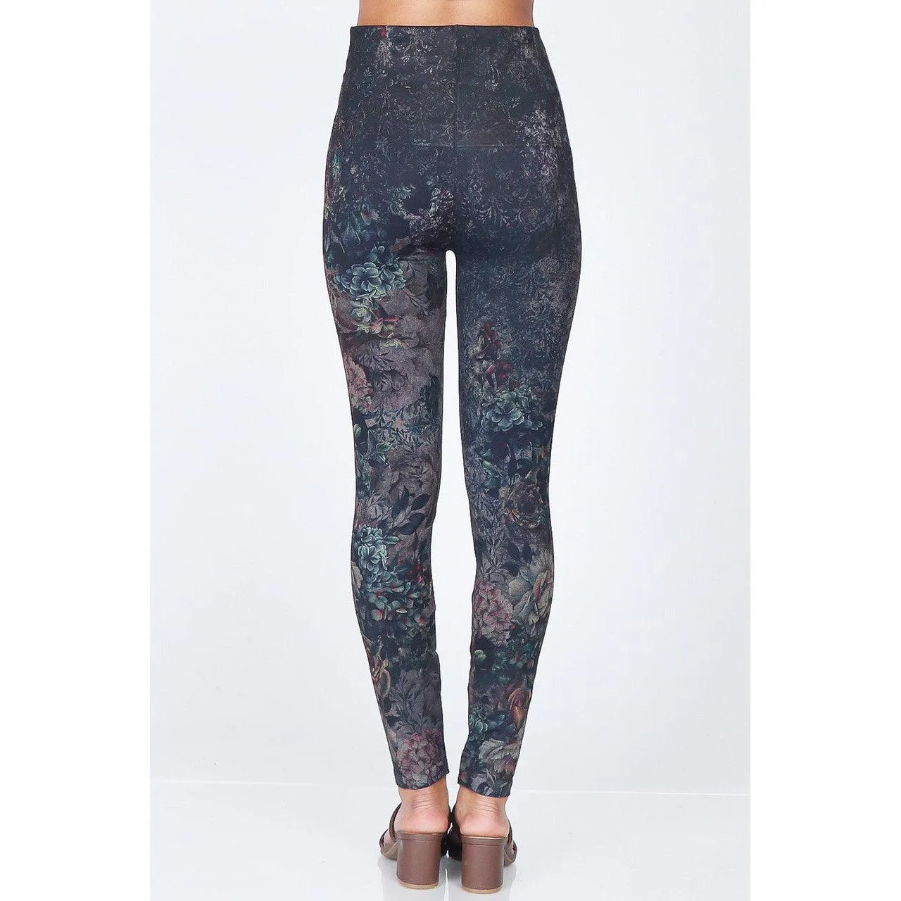 High Waist Full Length Jeans Leggings in Abstract Floral