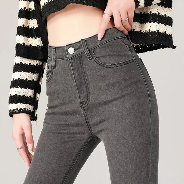 High Waist Stretch Slim Pants Casual Skinny Jeans Female Pencil Denim