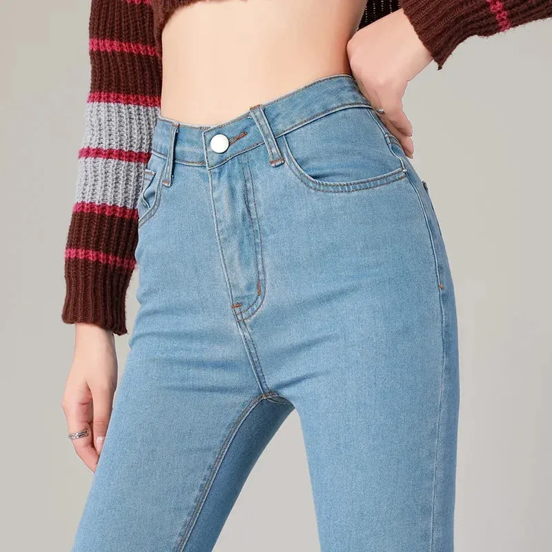 High Waist Stretch Slim Pants Casual Skinny Jeans Female Pencil Denim