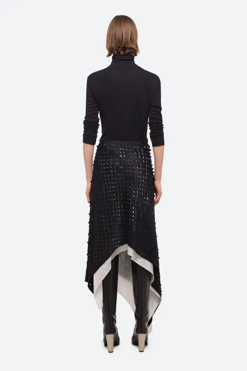 Hole-Punched Scarf Hem Skirt