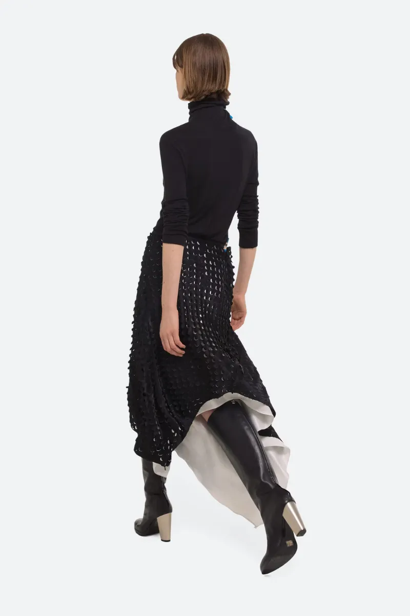 Hole-Punched Scarf Hem Skirt