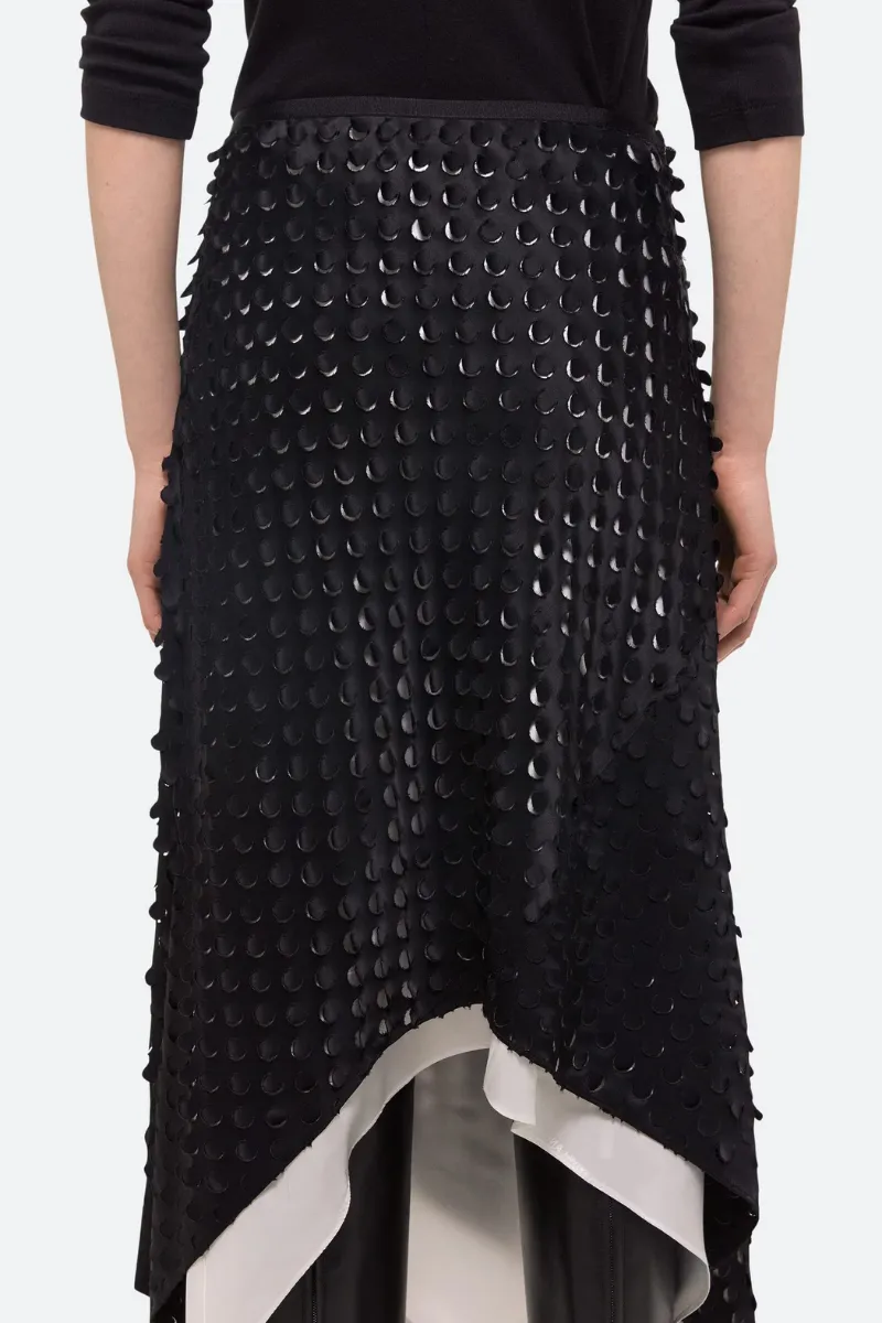 Hole-Punched Scarf Hem Skirt