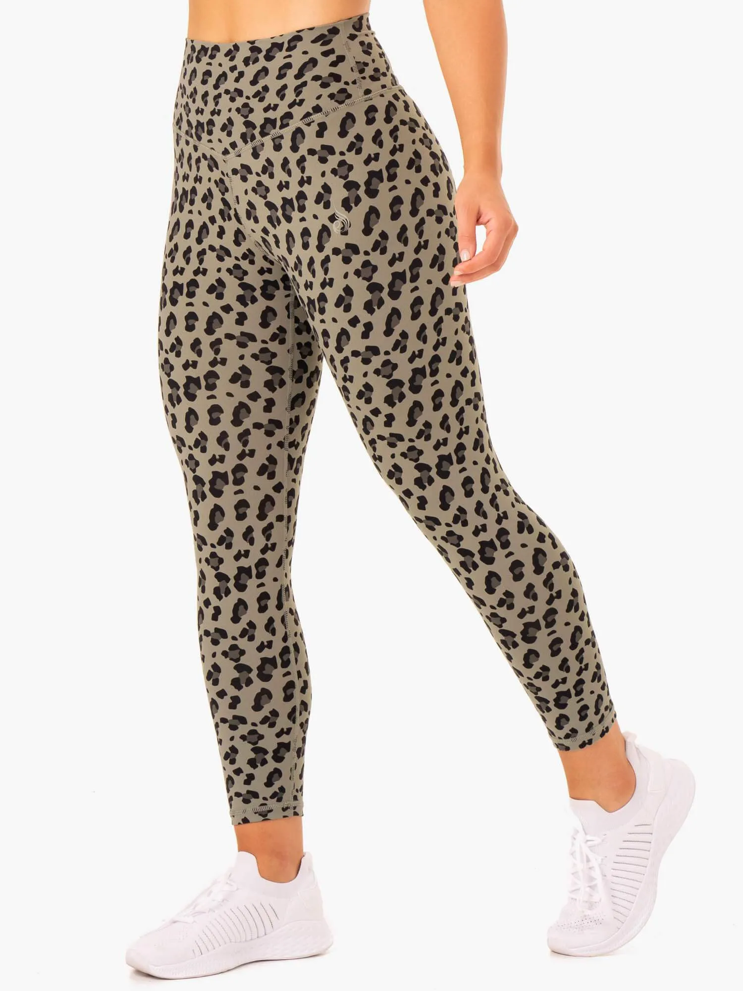 Hybrid Full Length Leggings - Khaki Leopard