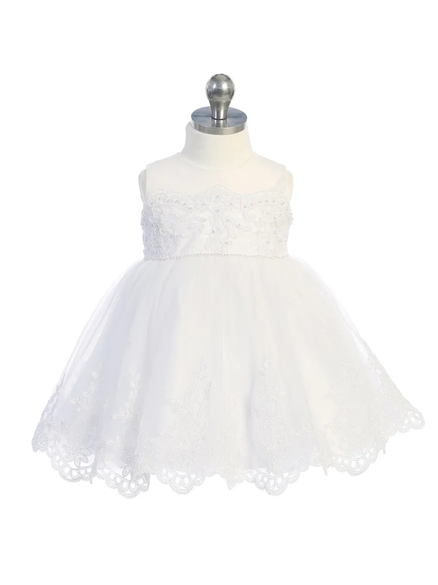 Illusion neckline Tulle Skirt Flower Girl Dress Infant 5801S