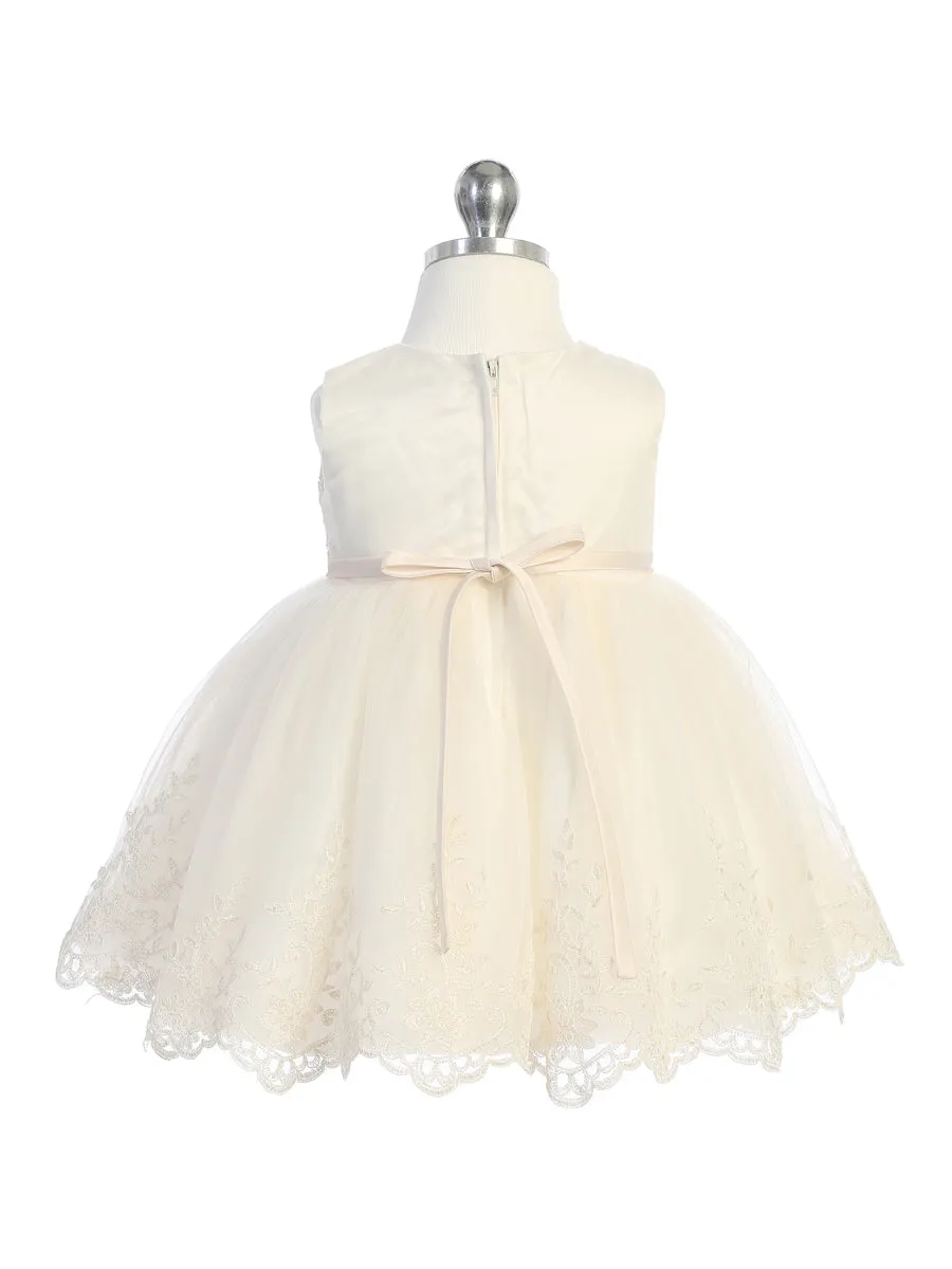 Illusion neckline Tulle Skirt Flower Girl Dress Infant 5801S