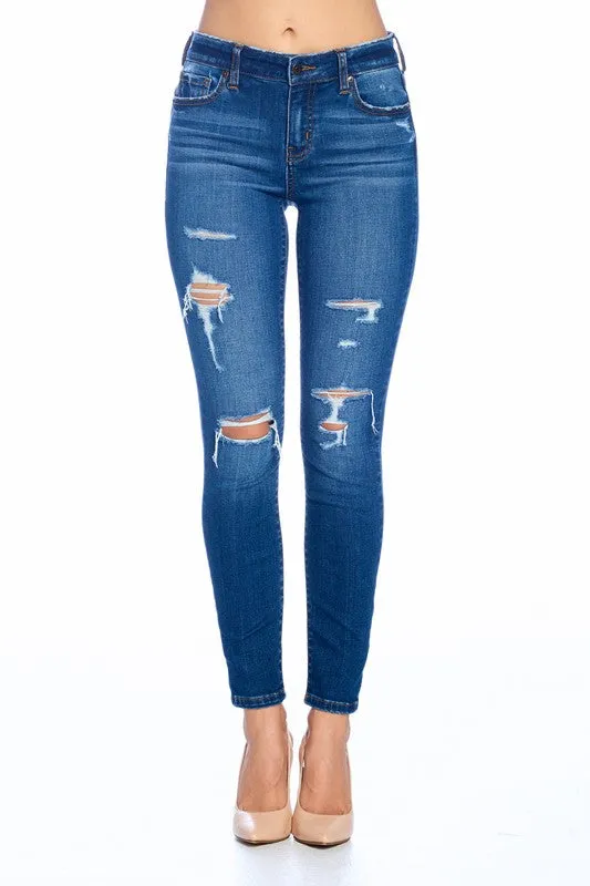 Jude Mid Rise Destroyed Denim Jeans