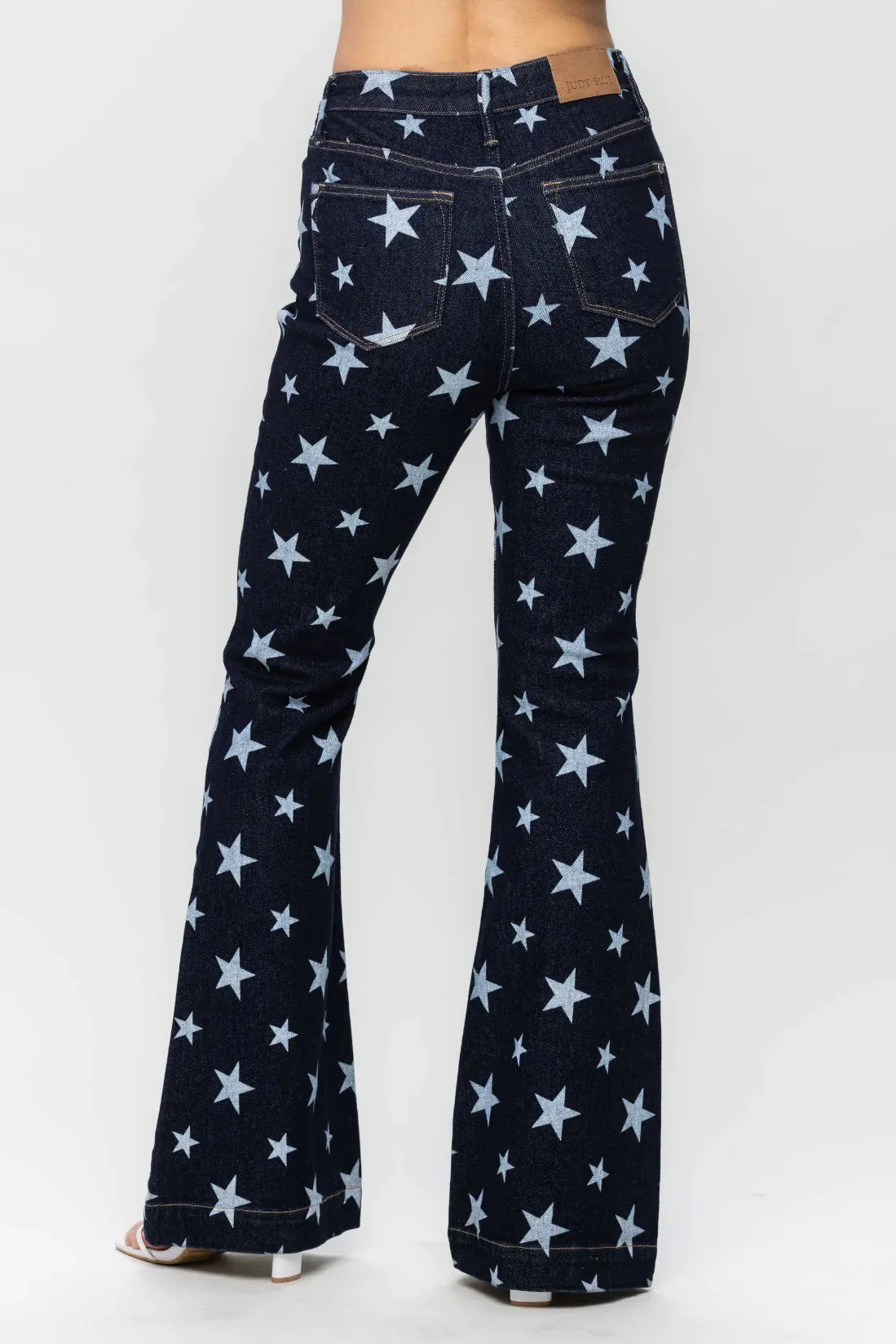 Judy Blue All Over Star Print Rinse Wash Flare Jeans JB88662