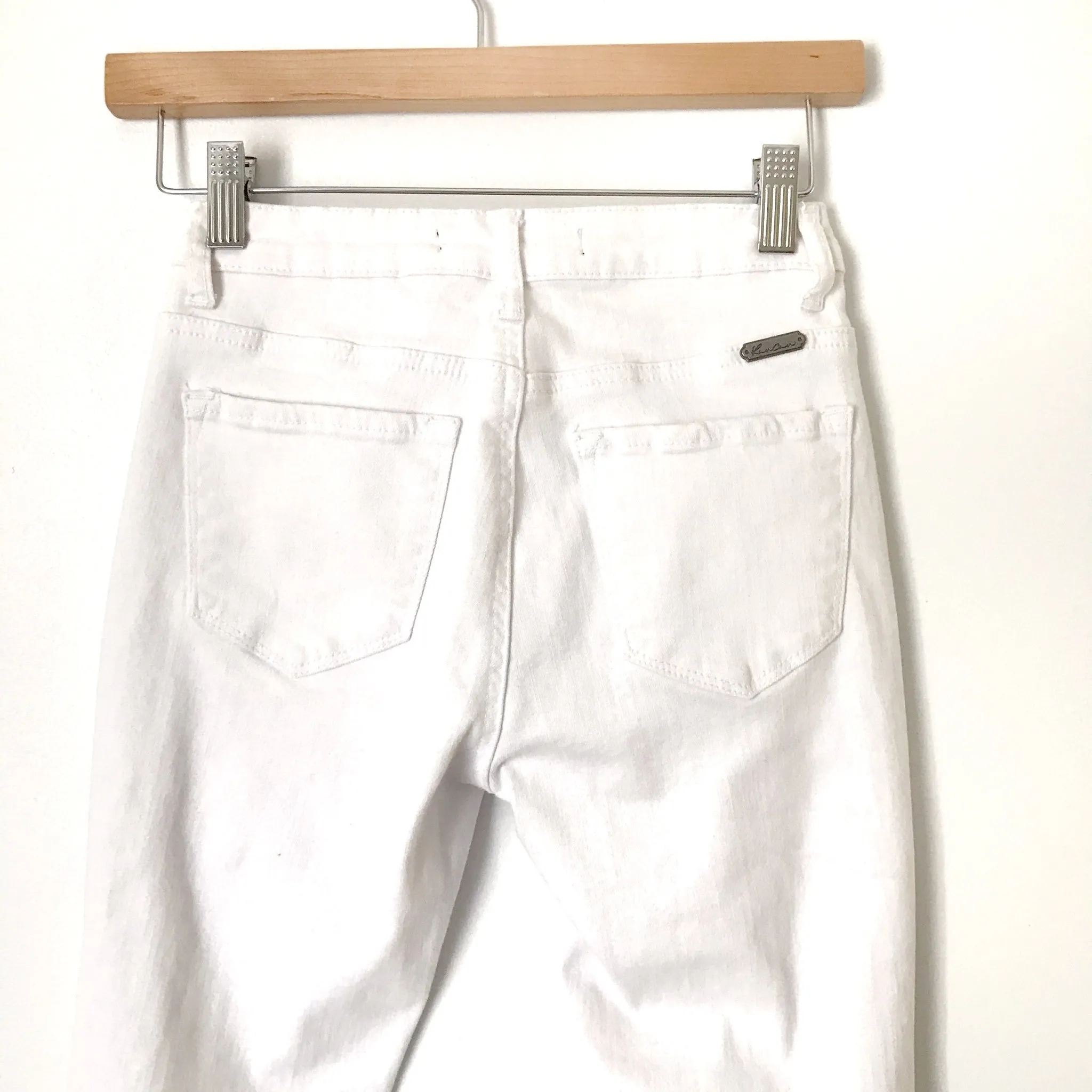 Kancan White Distressed Raw Hem Jeans- Size 25 (Inseam 25”)