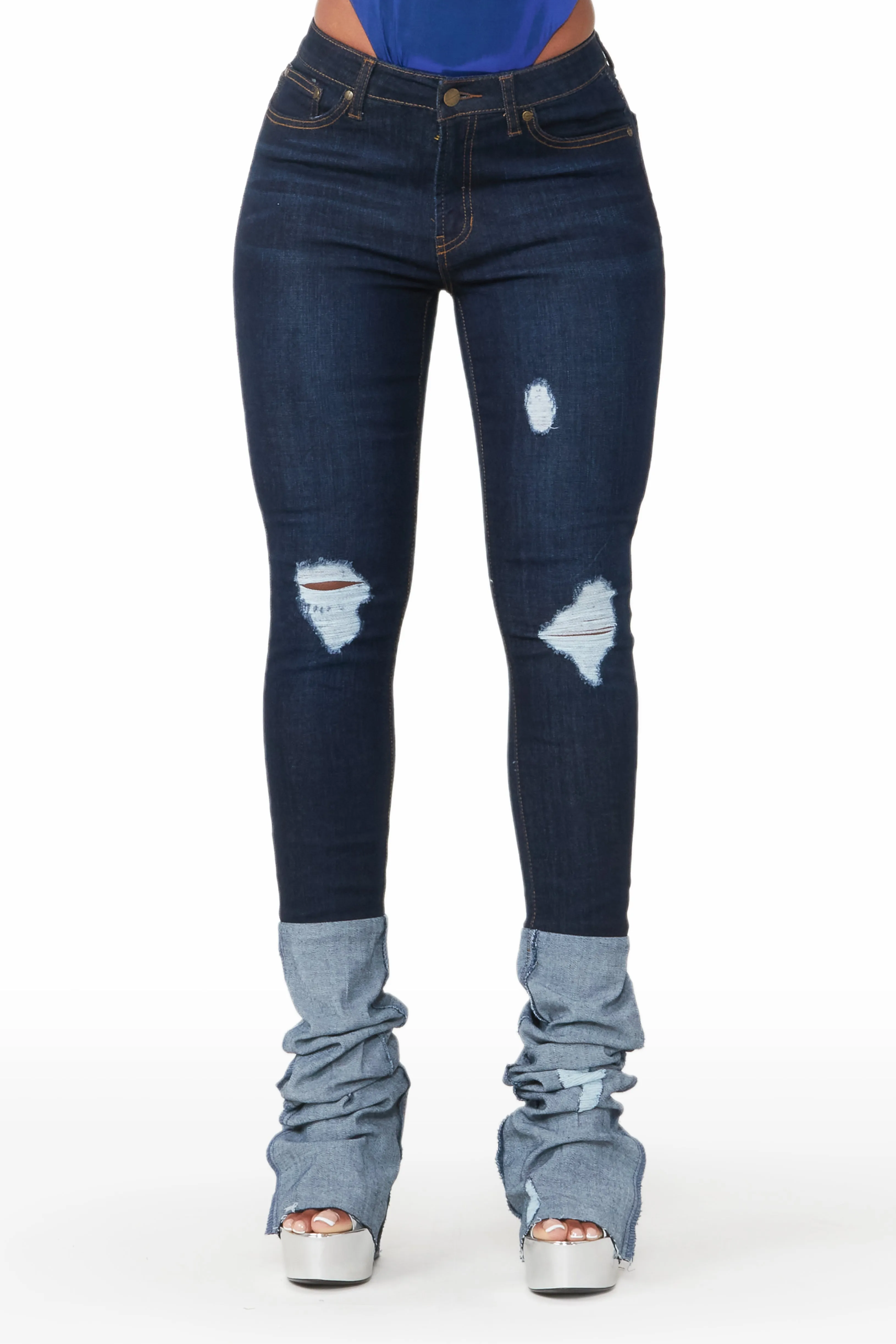 Kennedi Dark Wash Super Stacked Jean