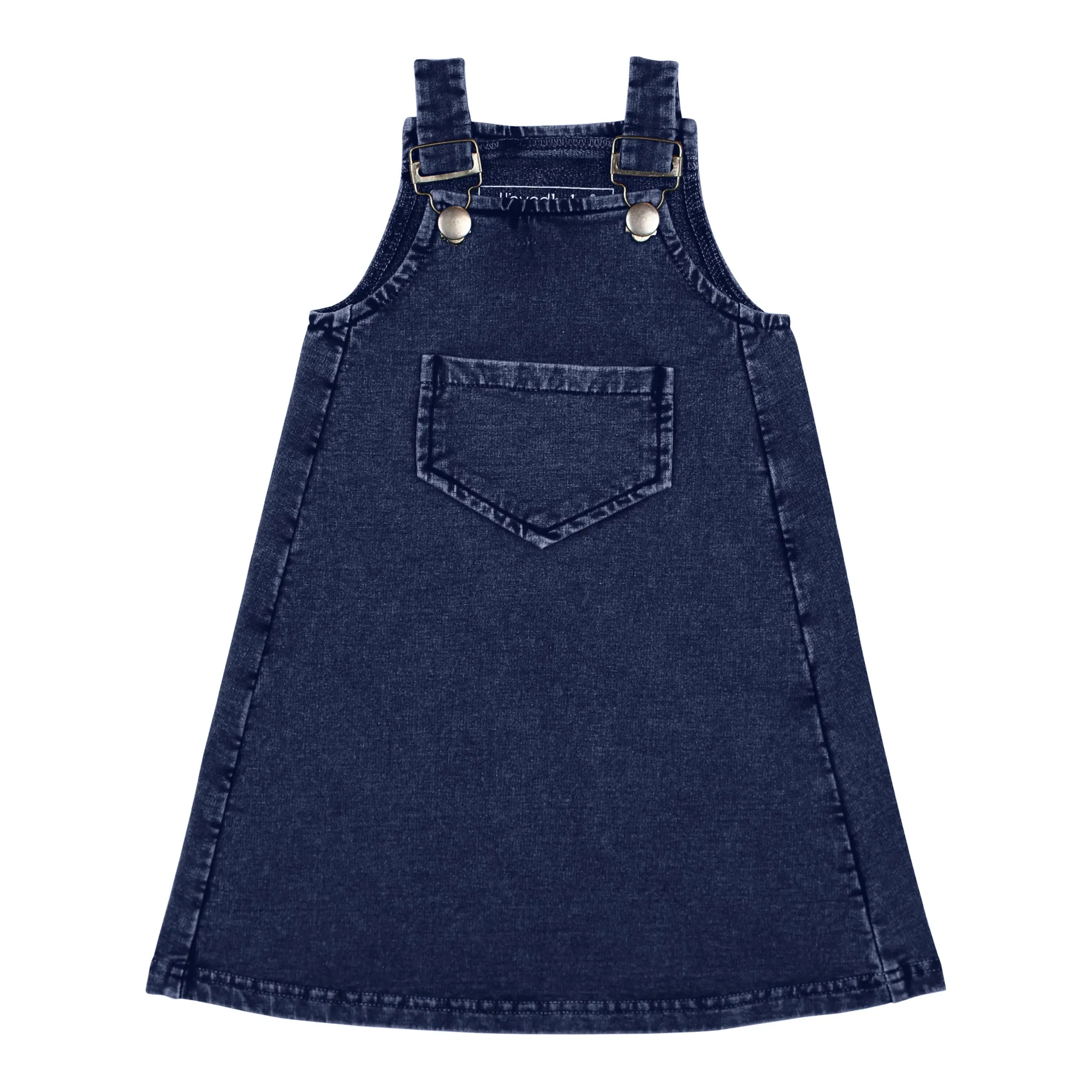 Kid's Faux Denim Buckle Dress in Navy