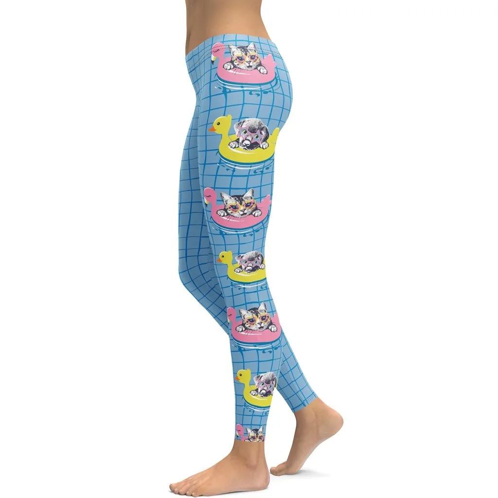 Kittens and Puppies in Floats Leggings