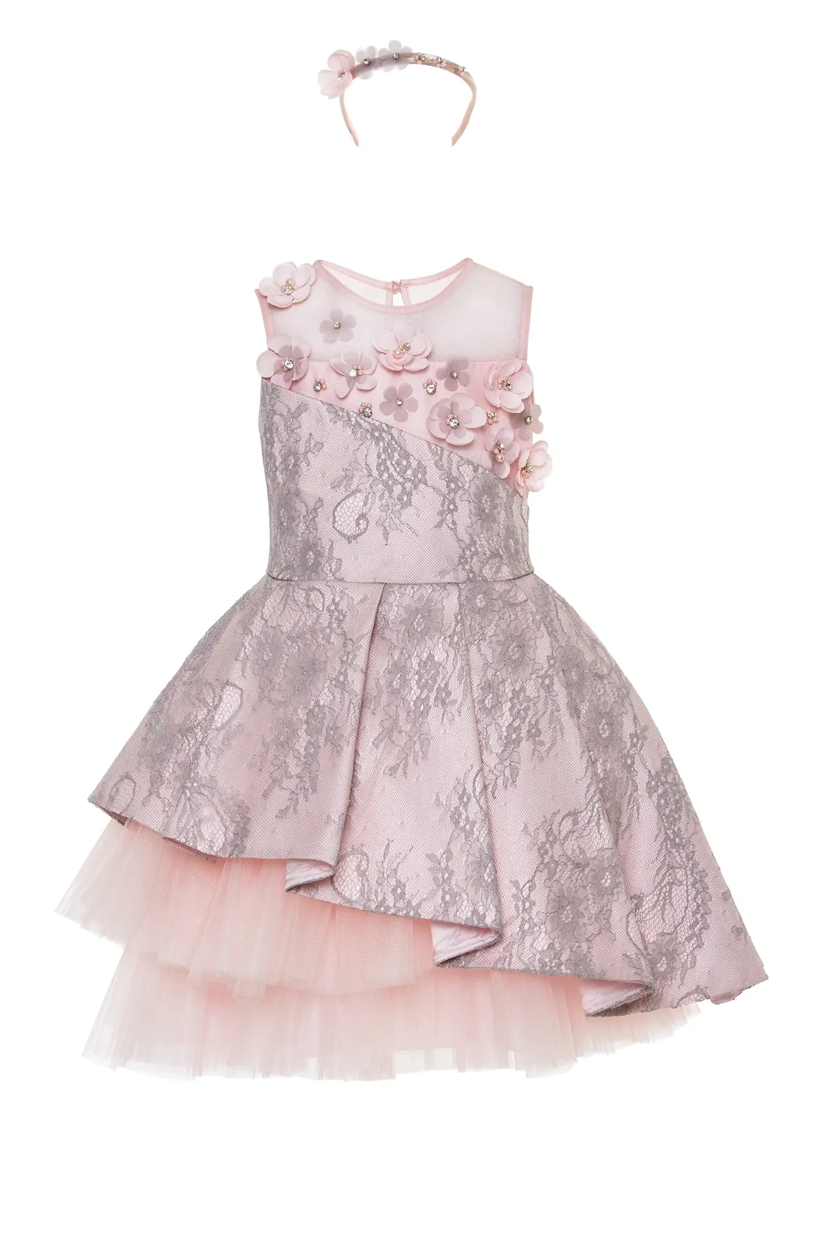 Lace Overlay Knee Length Birthday Girl Dress