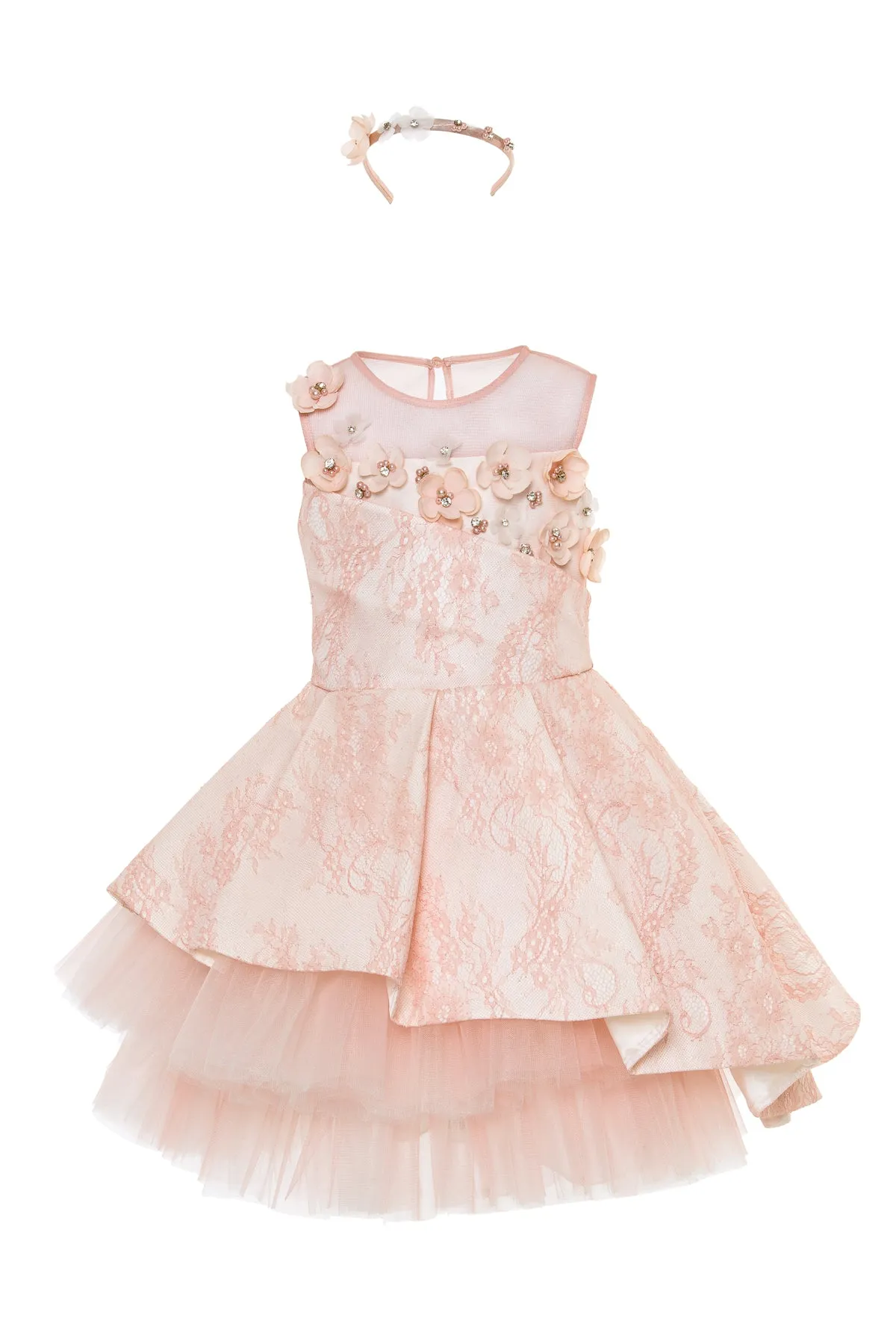 Lace Overlay Knee Length Birthday Girl Dress