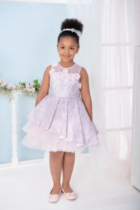 Lace Overlay Knee Length Birthday Girl Dress