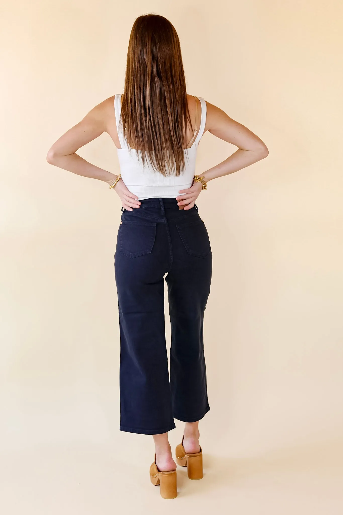 Last Chance 1, 3 & 24W | Judy Blue | Sign Me Up Tummy Control Cropped Jeans in Navy Blue