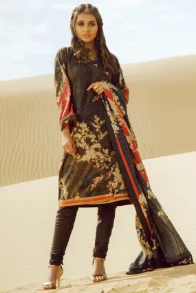 Latest Summer Pakistani printed lawn outfit in elegant black color # P2508