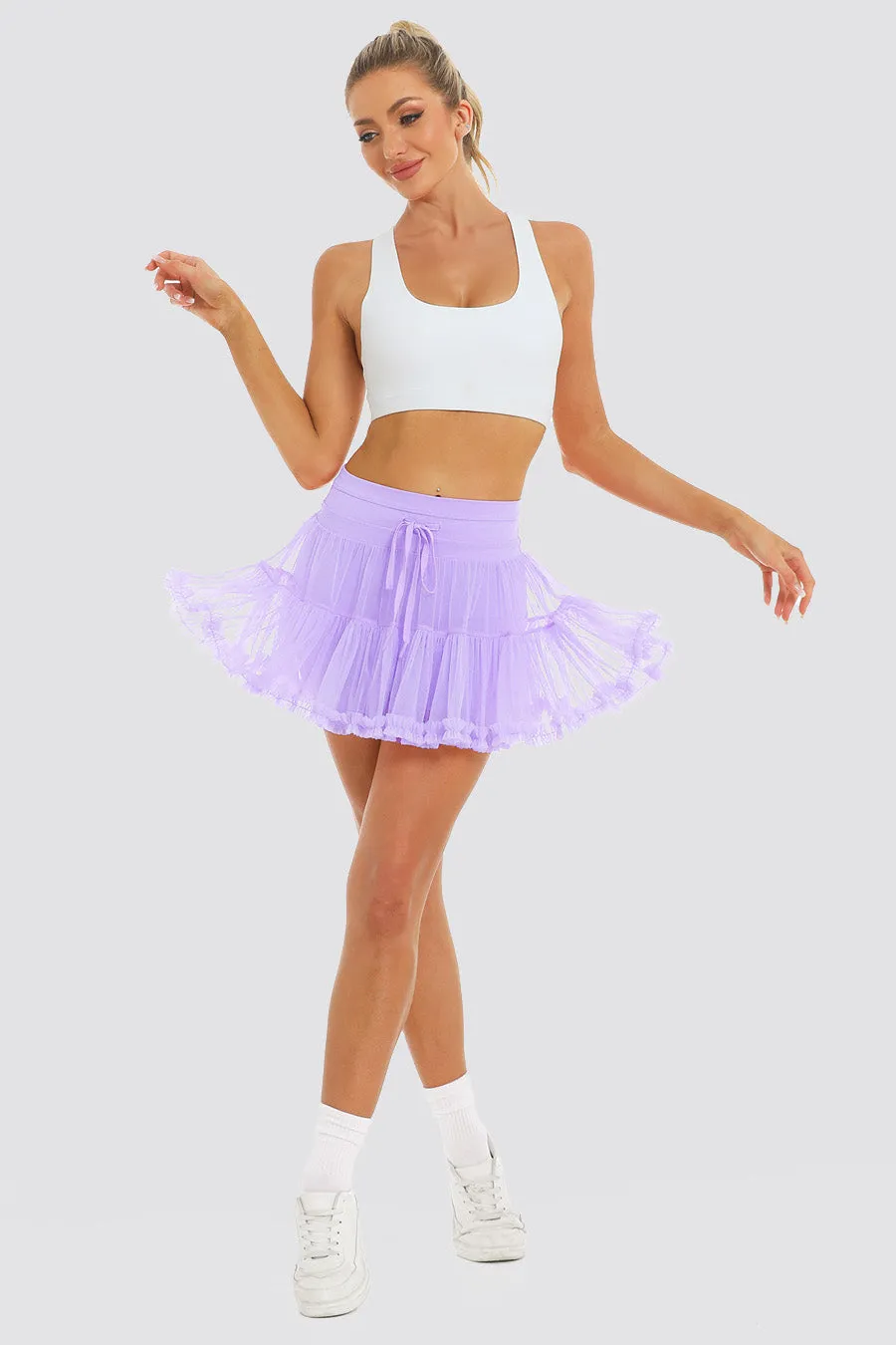 Layered Tennis Skort | Elegant High-Waisted Cake Skirt with Hidden Shorts