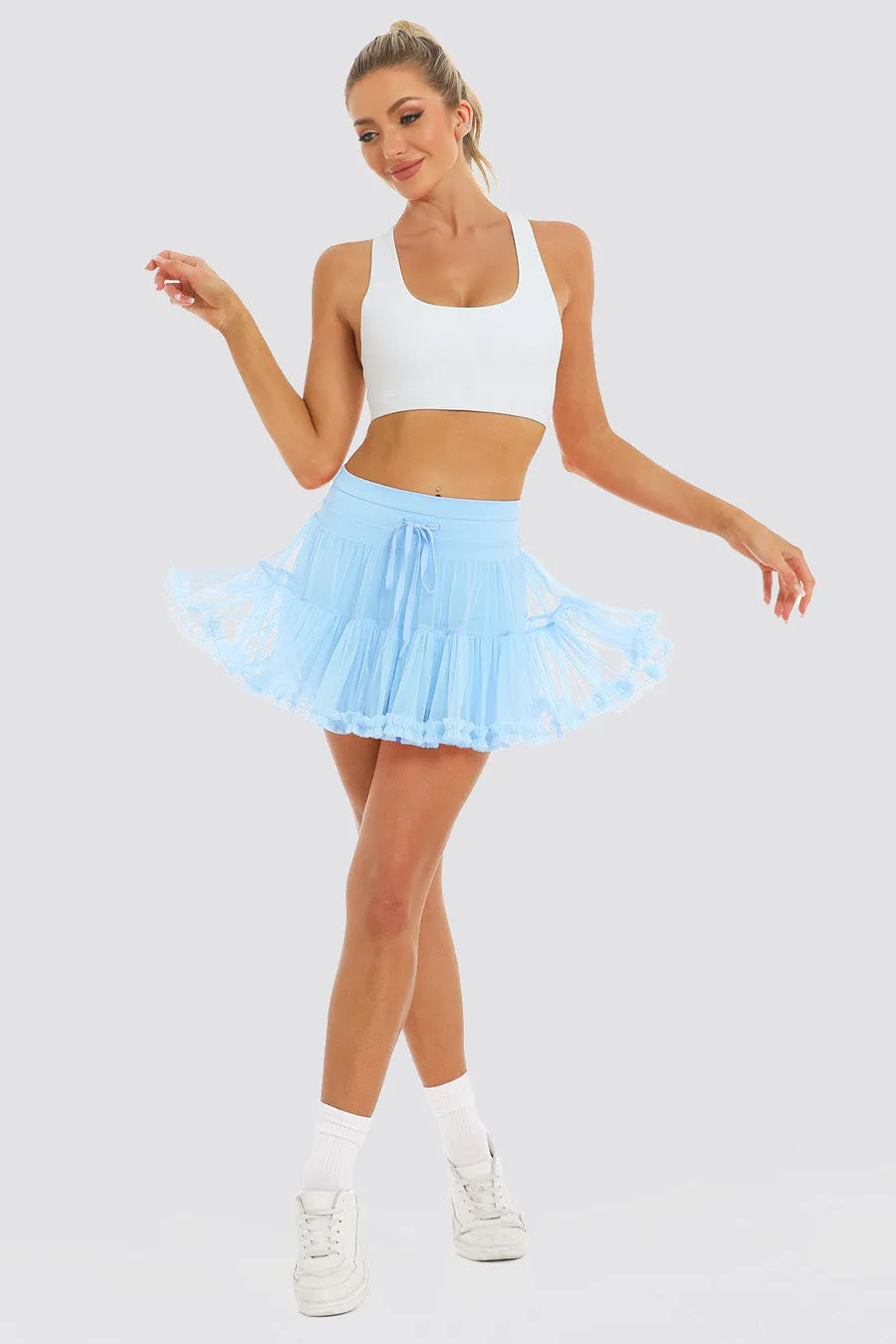 Layered Tennis Skort | Elegant High-Waisted Cake Skirt with Hidden Shorts