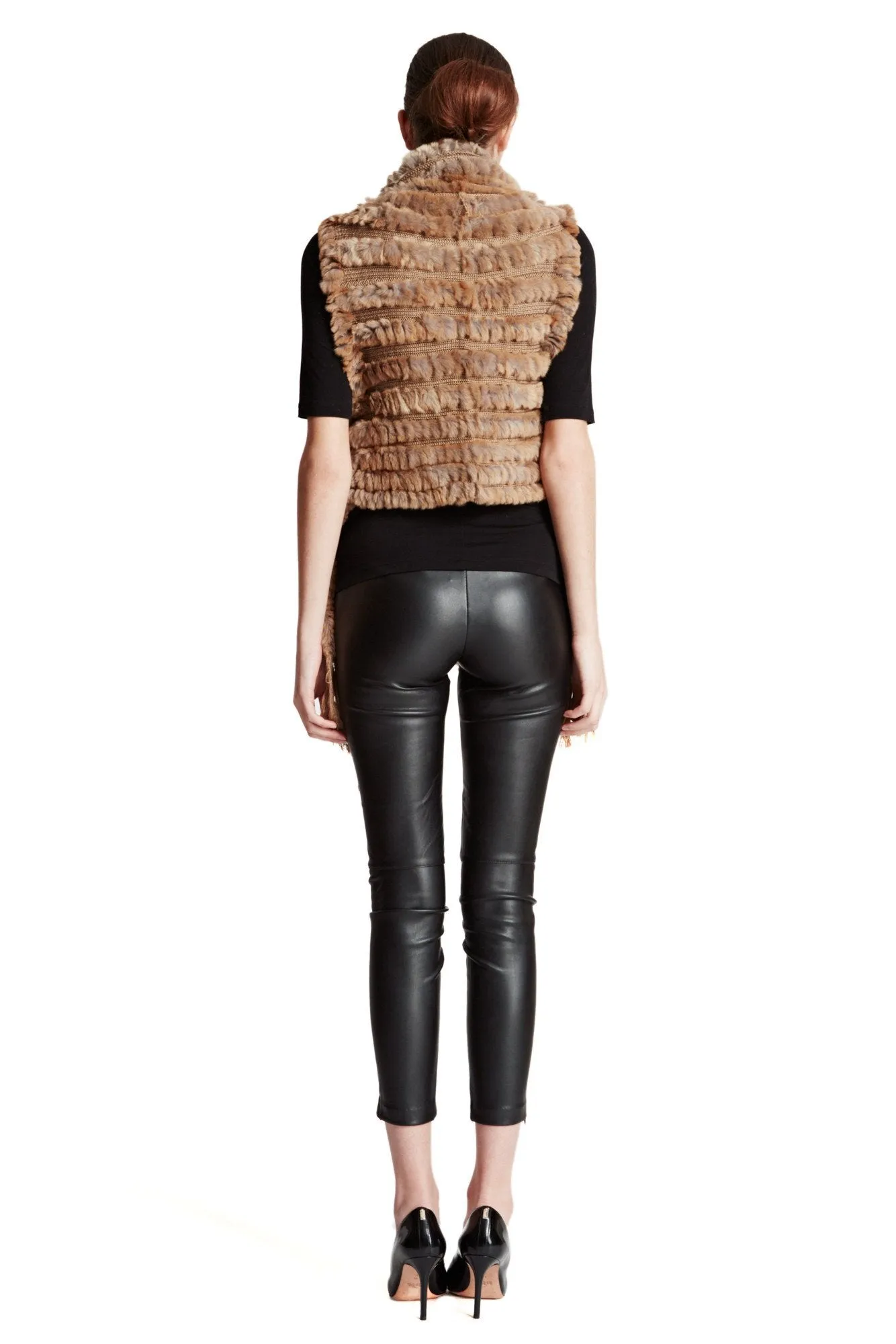 LENZEN - Knitted Fur and Wool Vest with Fringes