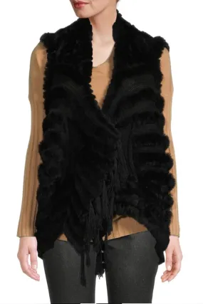 LENZEN - Knitted Fur and Wool Vest with Fringes