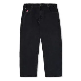 Logo Baggy Denim Jeans Washed Black Cash Only