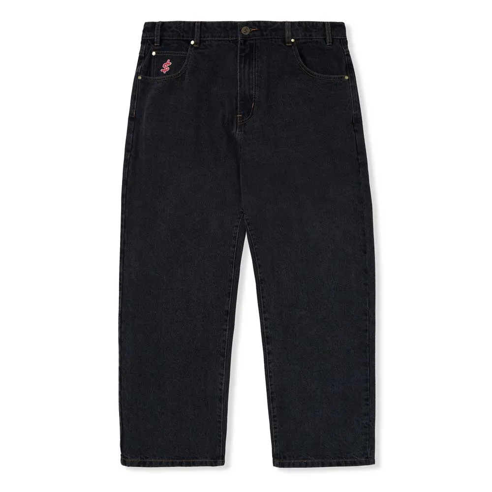 Logo Baggy Denim Jeans Washed Black Cash Only