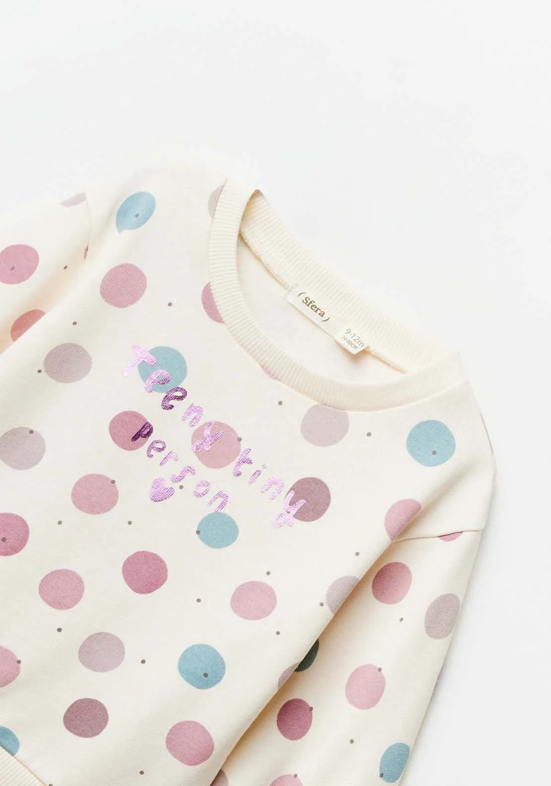 Long Sleeve Polka Dot  Set - Pink Light