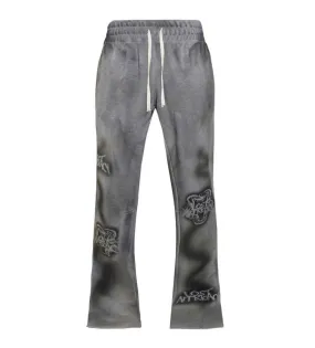 Lost Intricacy Grey Grunge Flare Sweatpants