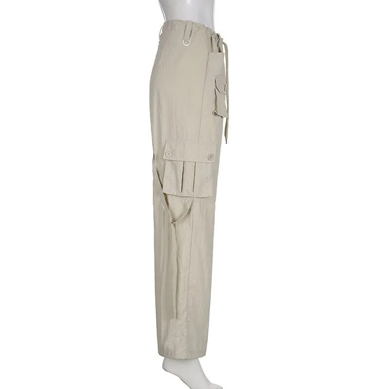 Low Waisted Wide Leg Cargo Sweatpants