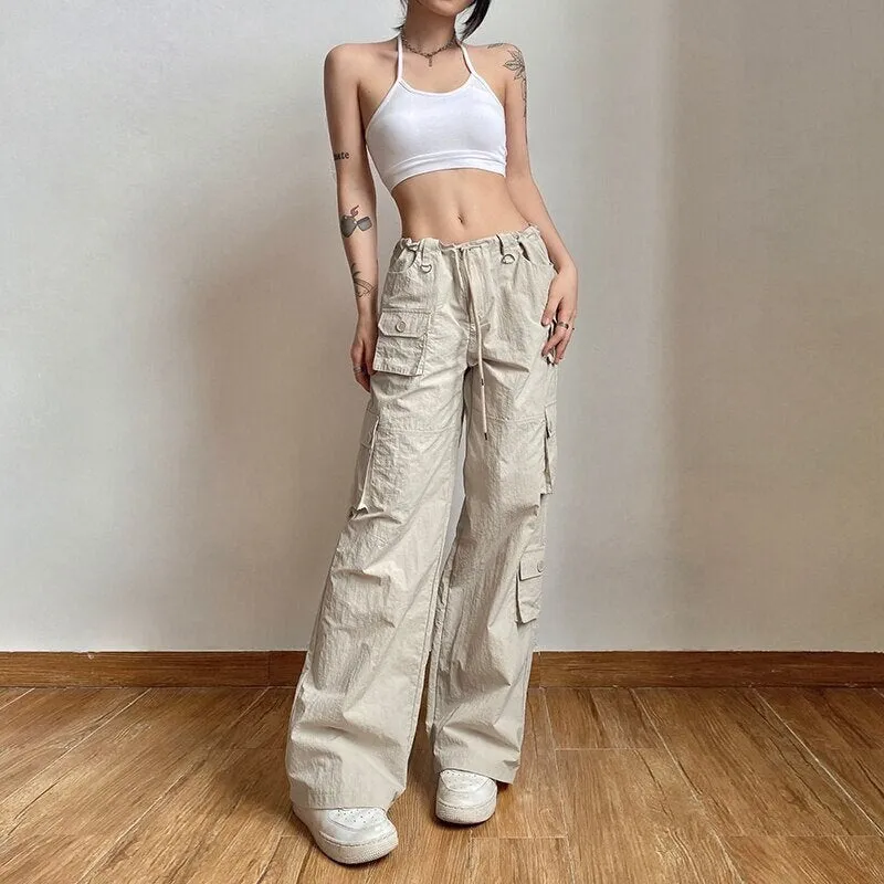 Low Waisted Wide Leg Cargo Sweatpants