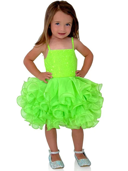 Marc Defang 5144 Short Crystal Cupcake Pageant Dress Layered Ruffle Girls Baby Kids Gown