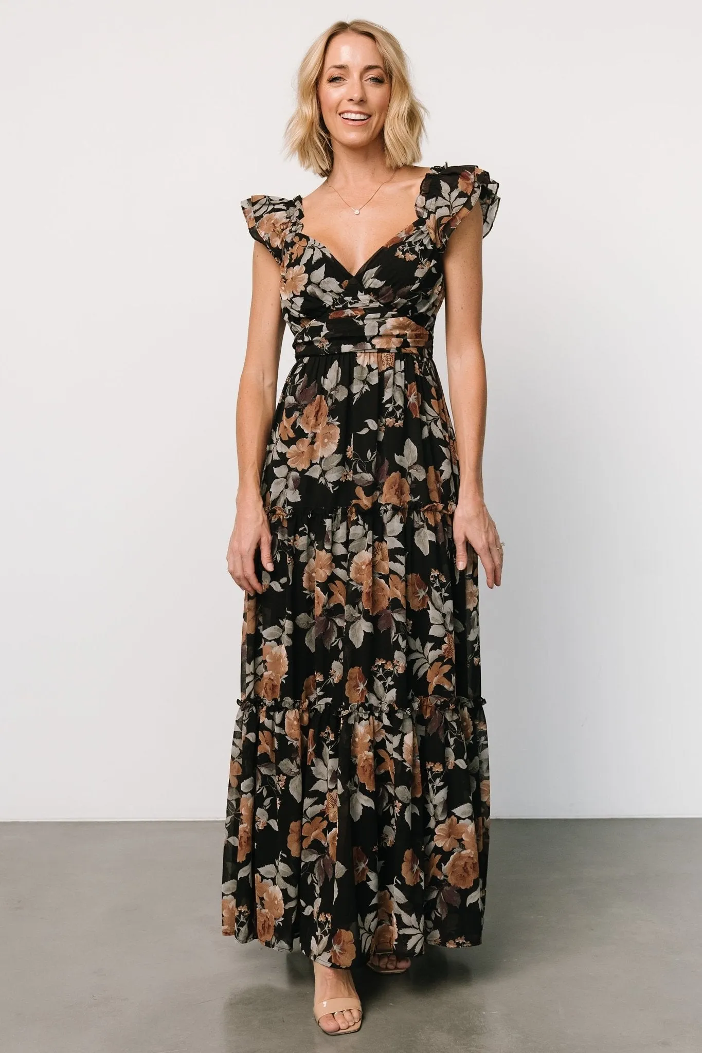 Martina Maxi Dress | Black   Copper Floral