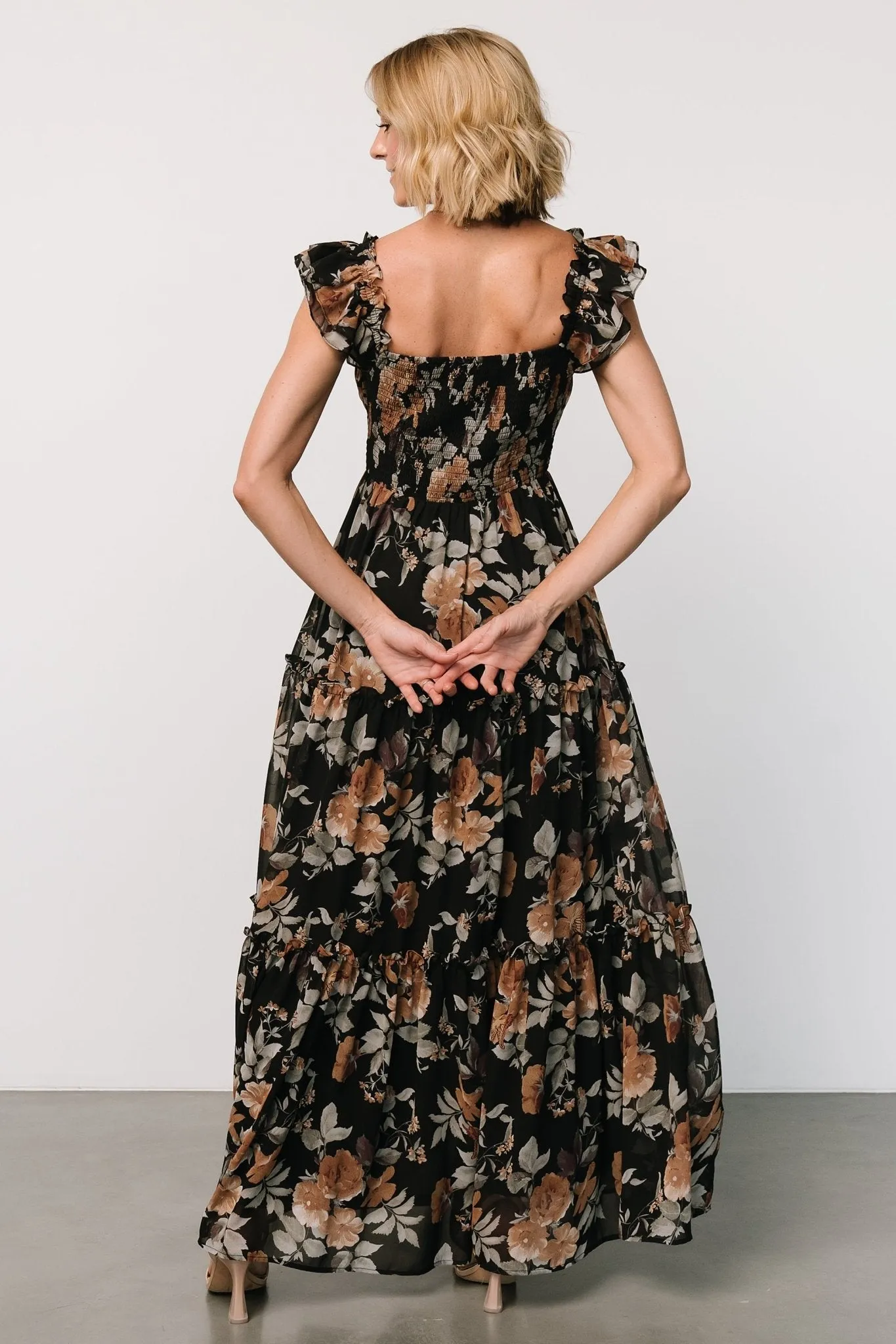 Martina Maxi Dress | Black   Copper Floral