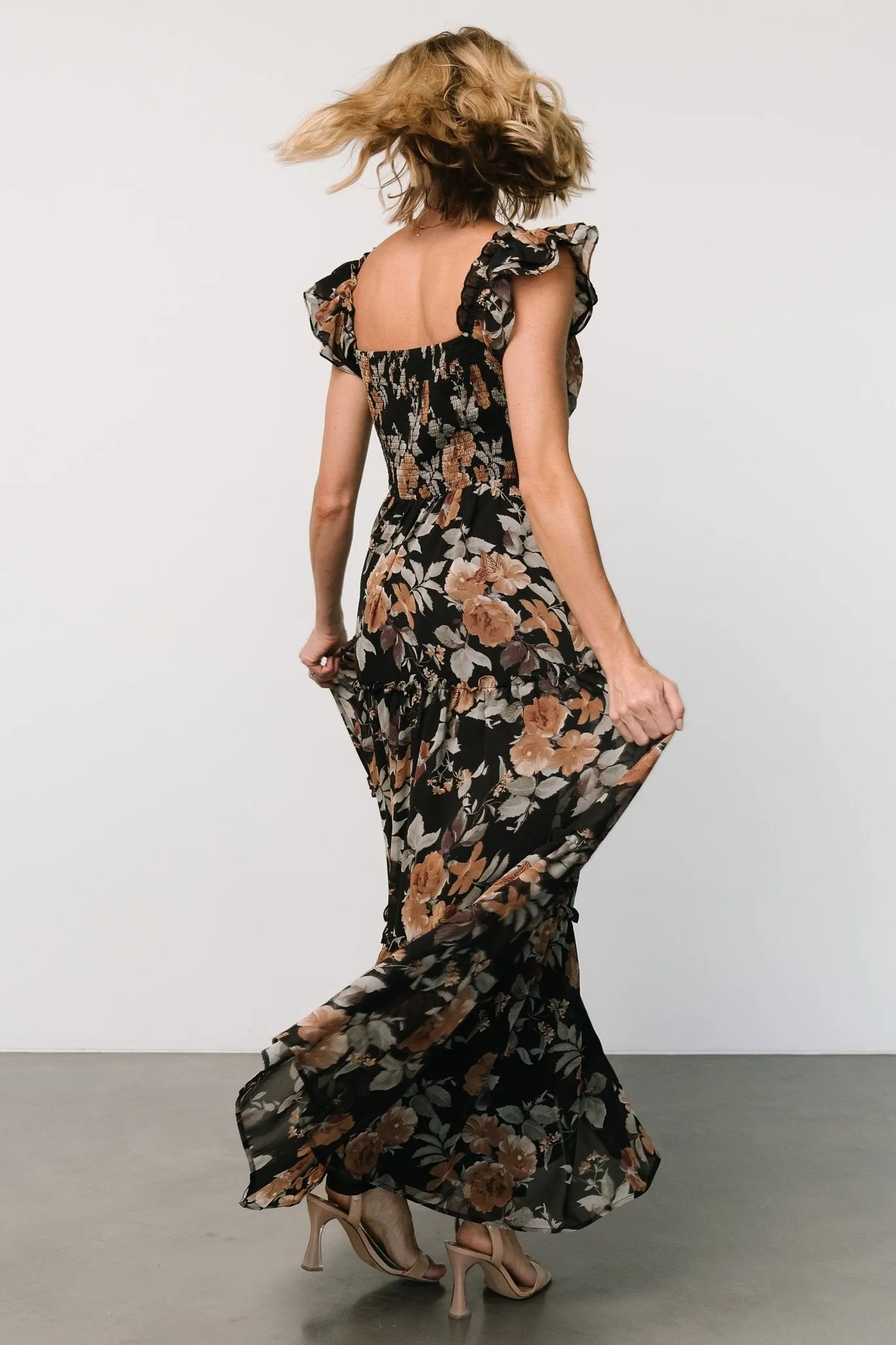 Martina Maxi Dress | Black   Copper Floral