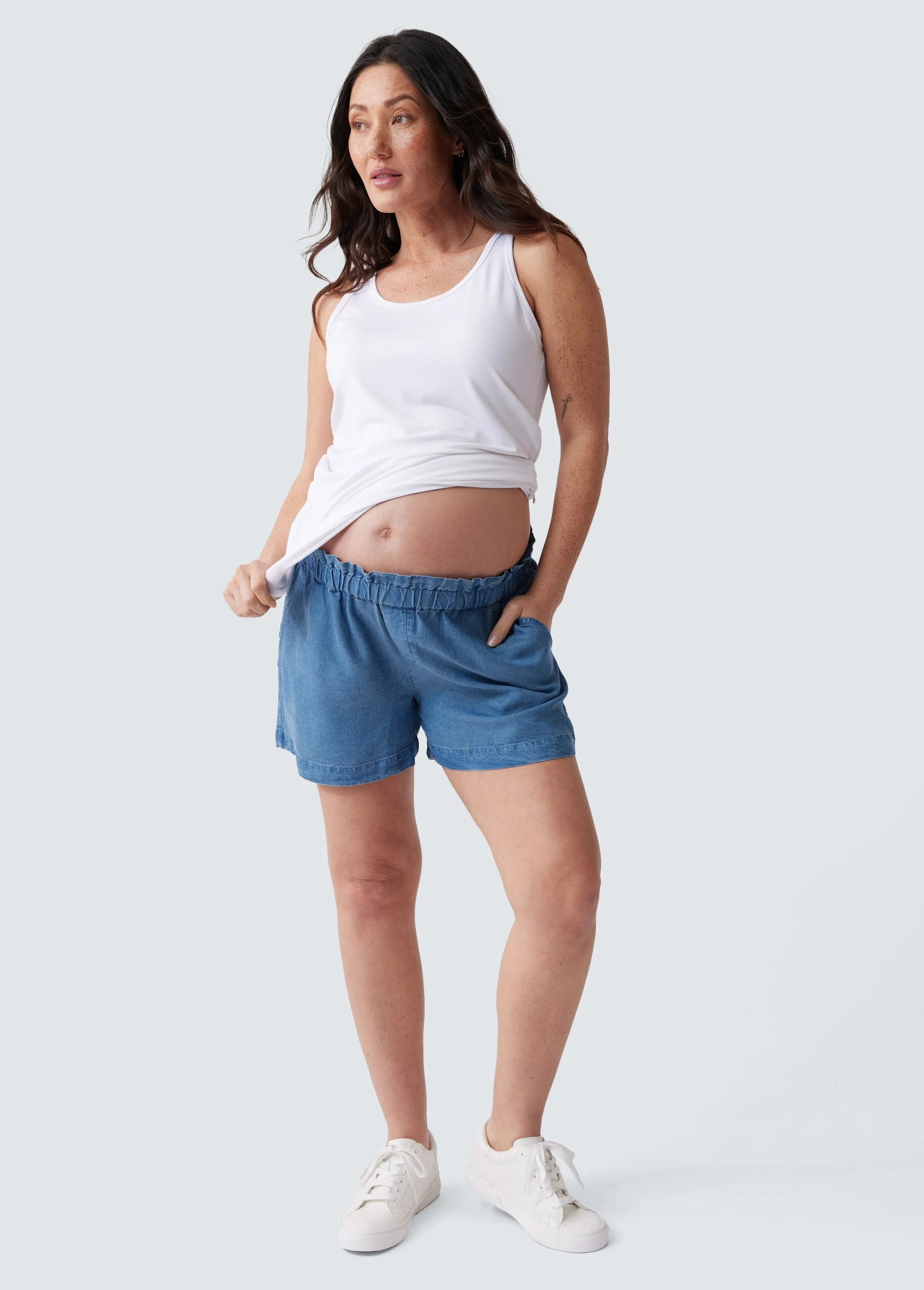 Maternity Chambray Shorts