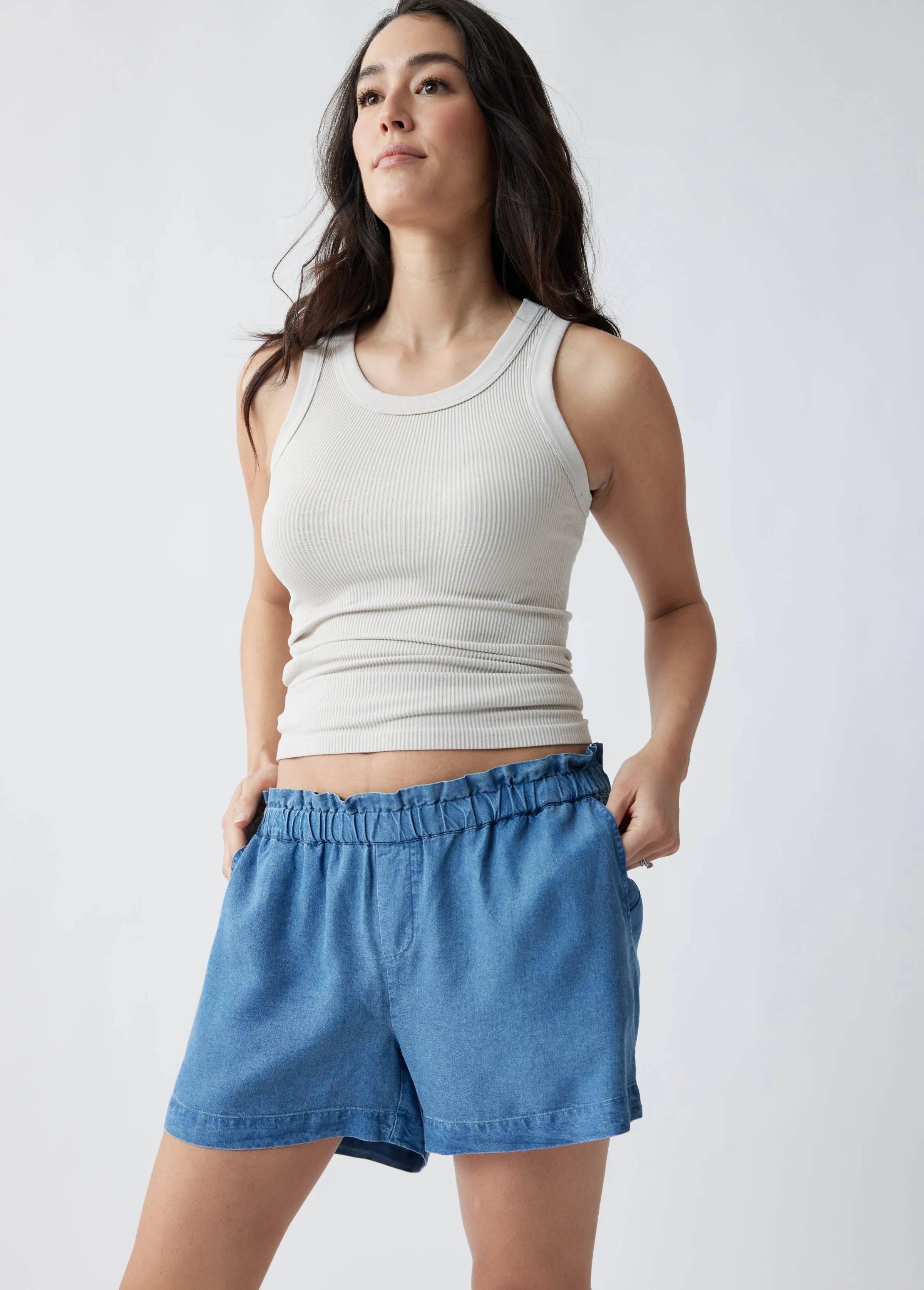 Maternity Chambray Shorts