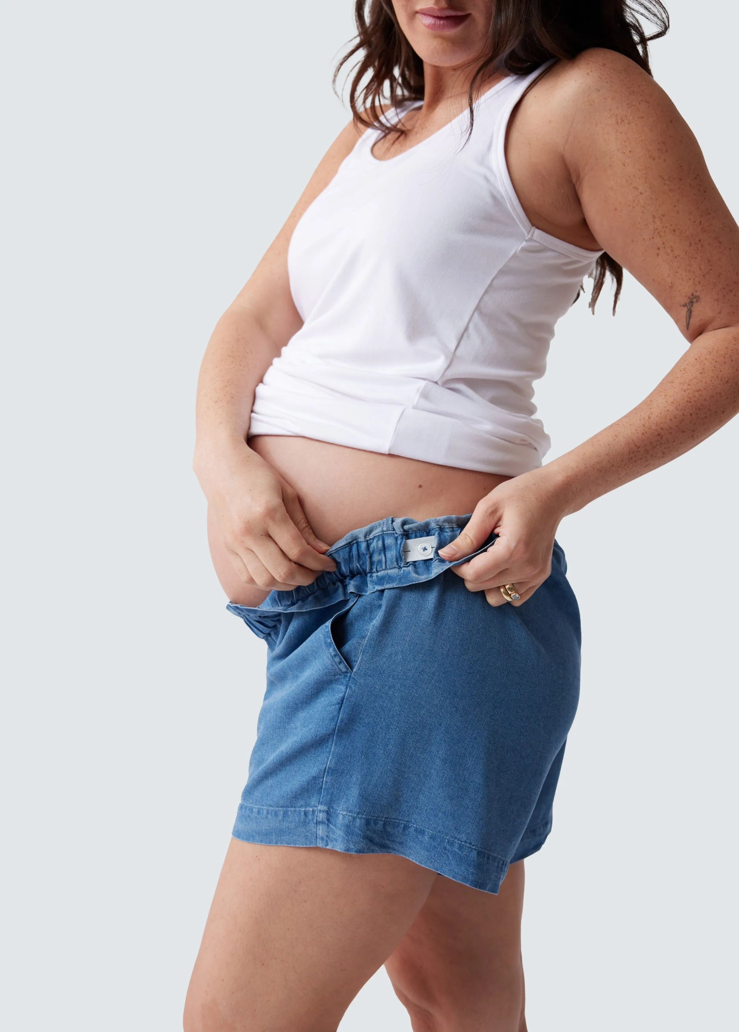 Maternity Chambray Shorts