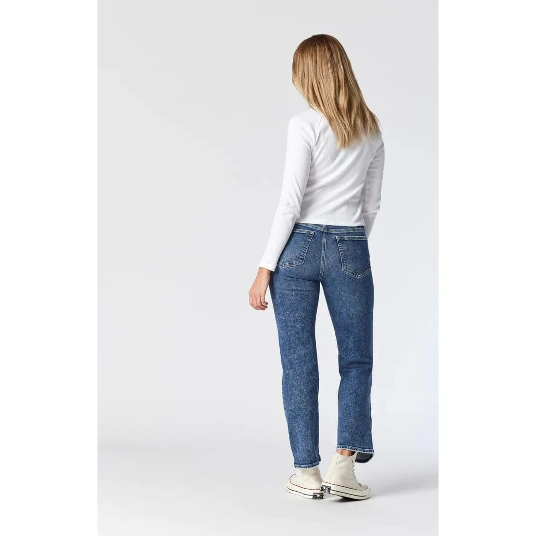 Mavi Barcelona Wide Leg Mid Ripped Recycle  Blue Denim