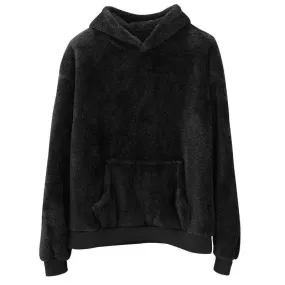 Men Winter New Double-sided Velvet Fleece Pocket Hoodie Sweatshirt Pullover