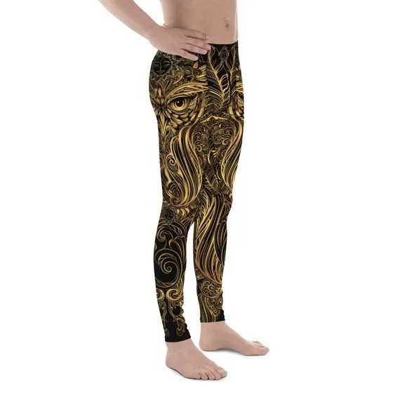 Men's Art Deco Steam Punk Owl Design Leggings