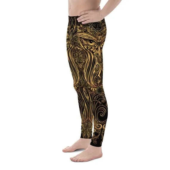 Men's Art Deco Steam Punk Owl Design Leggings